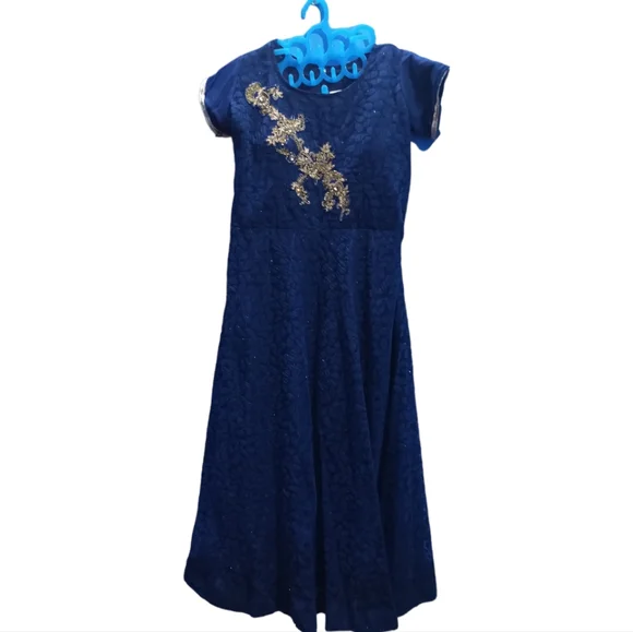 Party Wear Floor Touch Gown - Picture 3 of 5